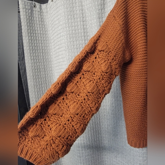 NWOT Francesca's Chunky Knit Sleeve Brown Cardigan Sweater Size M - Picture 4 of 6